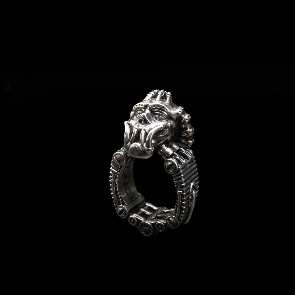 torque engine ring sterling silver angle