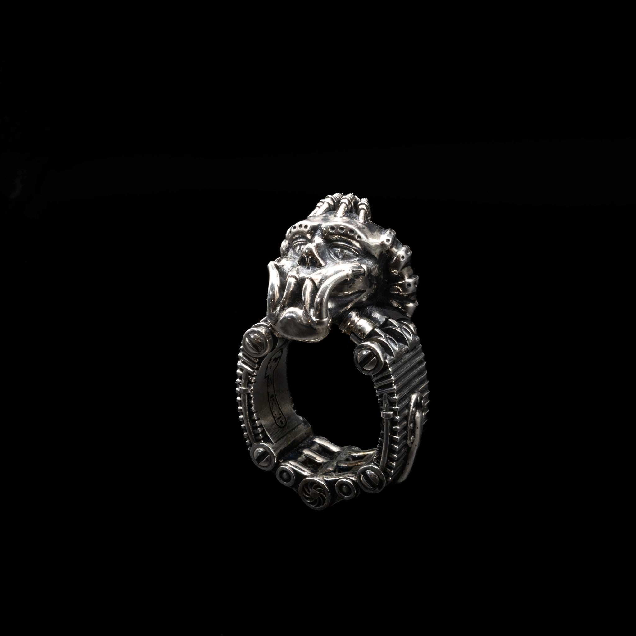 torque engine ring sterling silver angle