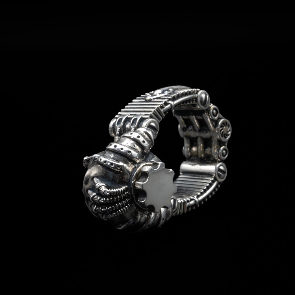 torque engine ring sterling silver back