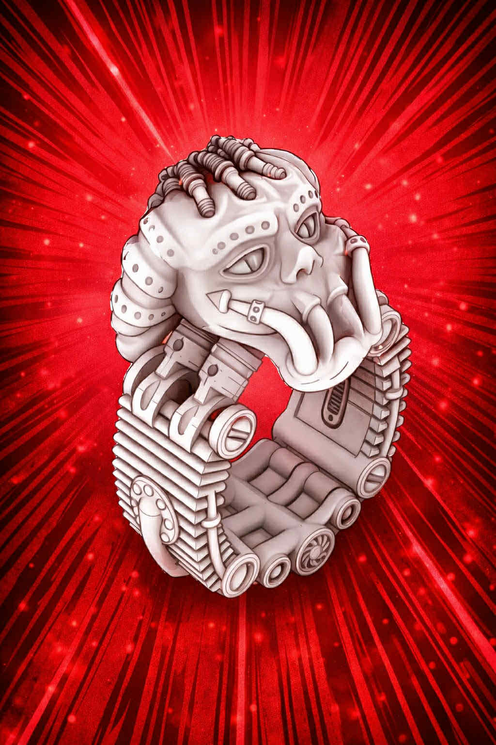 Torque piston-powered statement ring by Monkey Wrench Designs