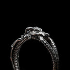 wyvern oroborus bangle bracelet sterling silver head detail
