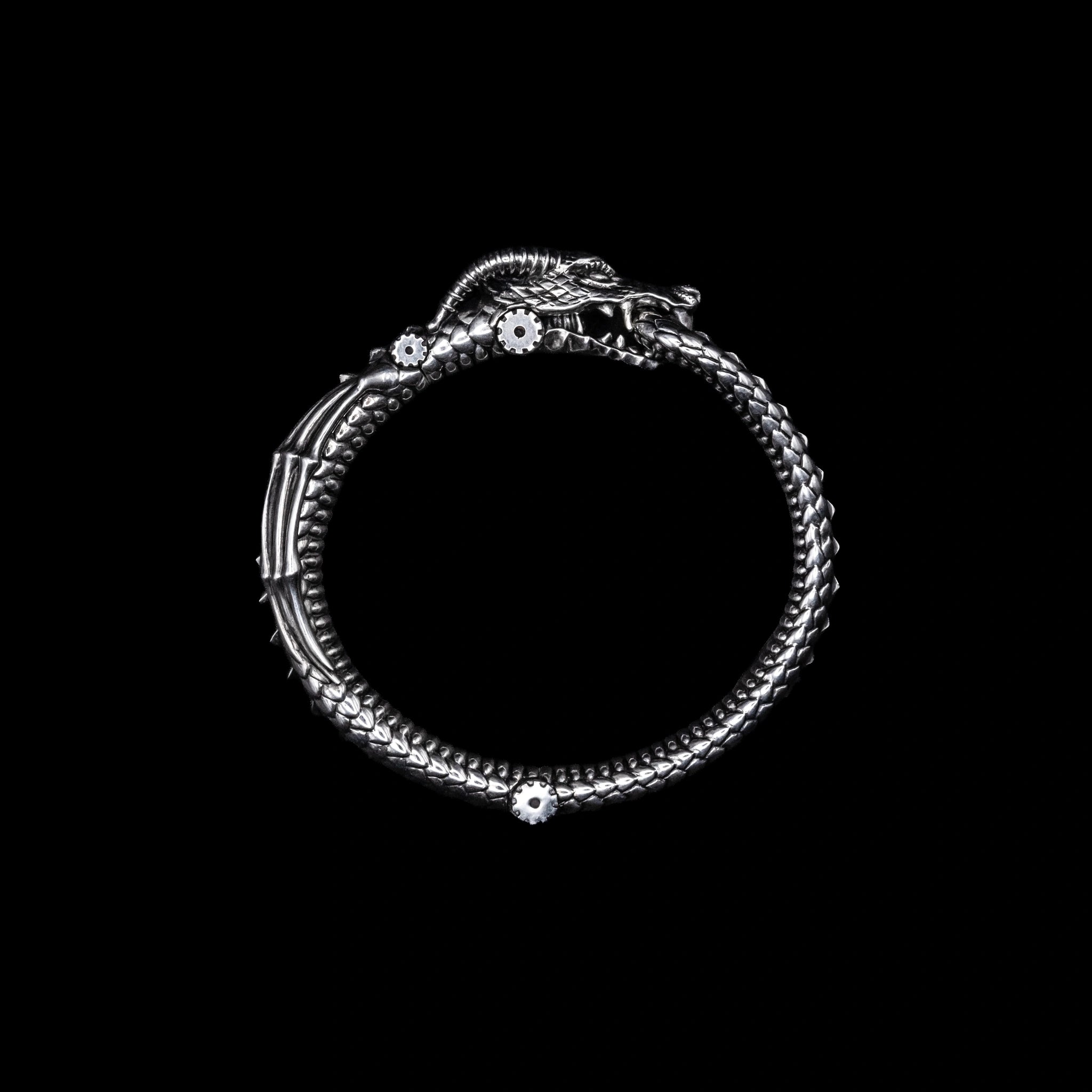 wyvern oroborus bangle bracelet sterling silver top